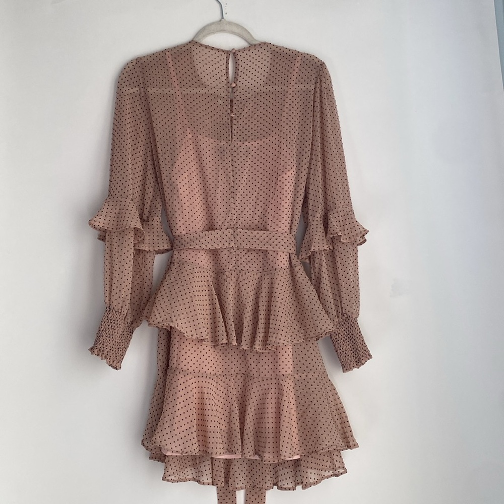 MINKPINK Blush and Black Polka Dot Dress - Size Medium - Picture 3 of 9